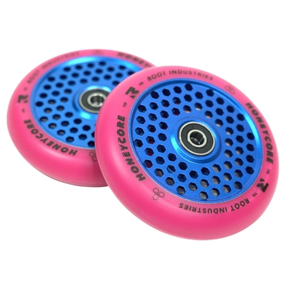 root-industries-honeycore-110mm-scooter-rollen-pink-blau-paar image 2