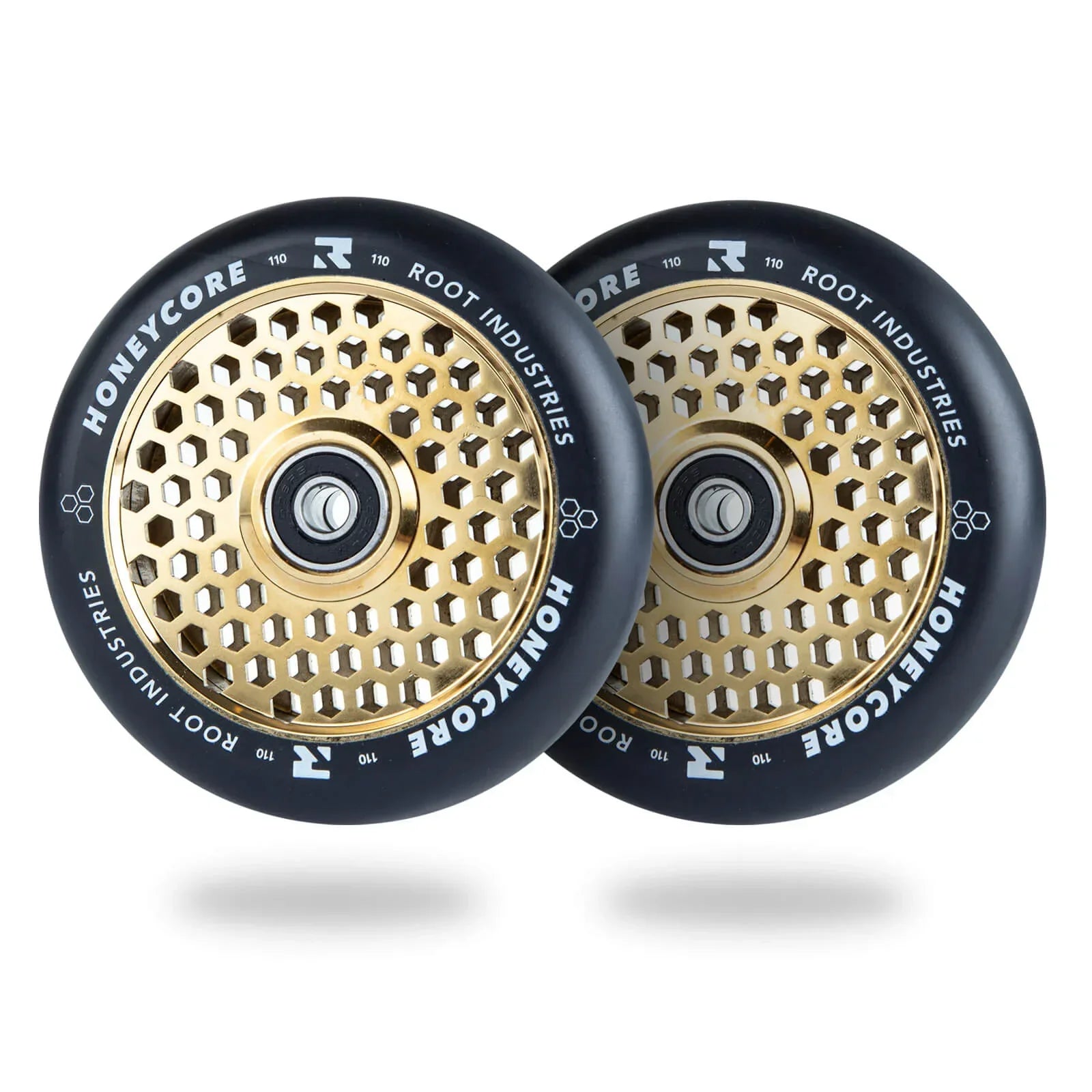 root-industries-honeycore-110mm-scooter-rollen-black-gold-rush image 1