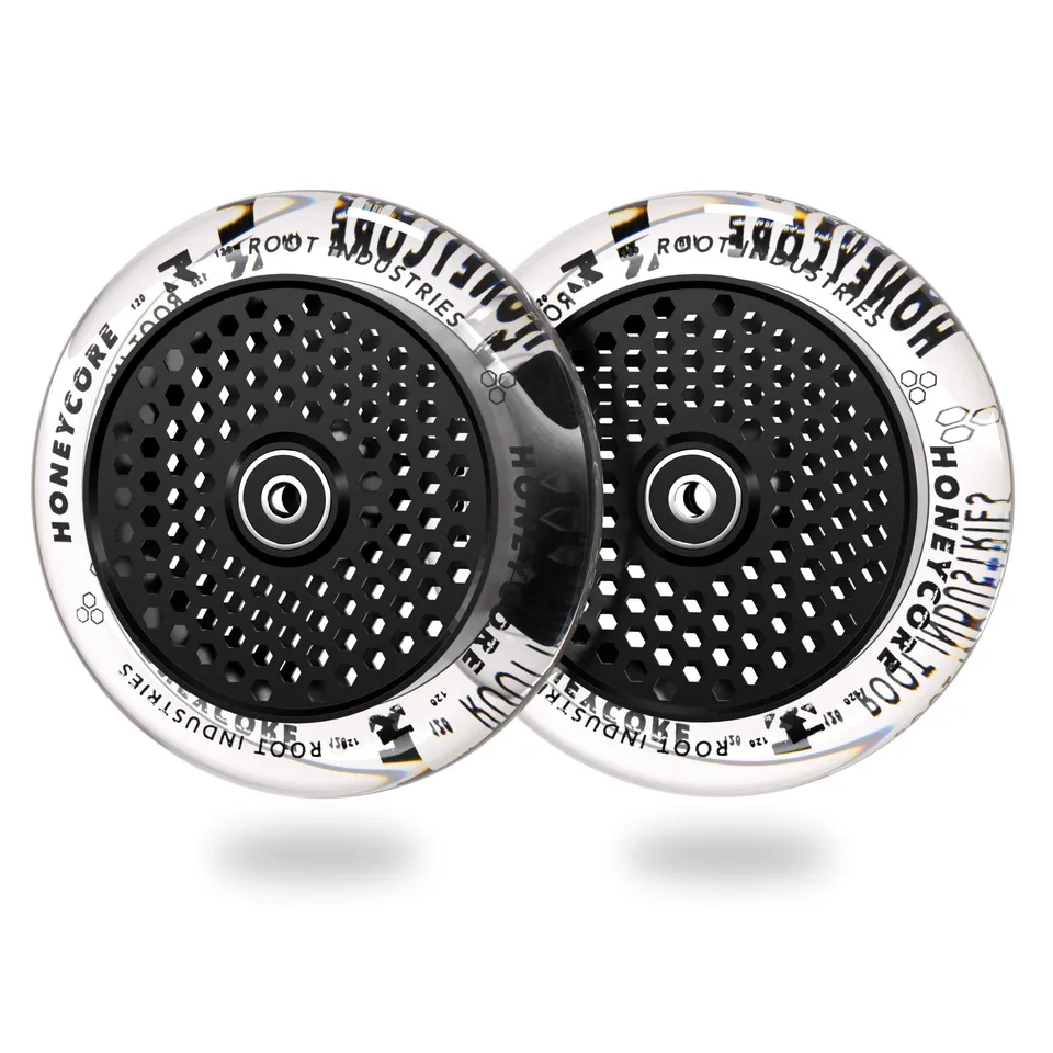 root-industries-honeycore-120-mm-wheels-clear-black image 1