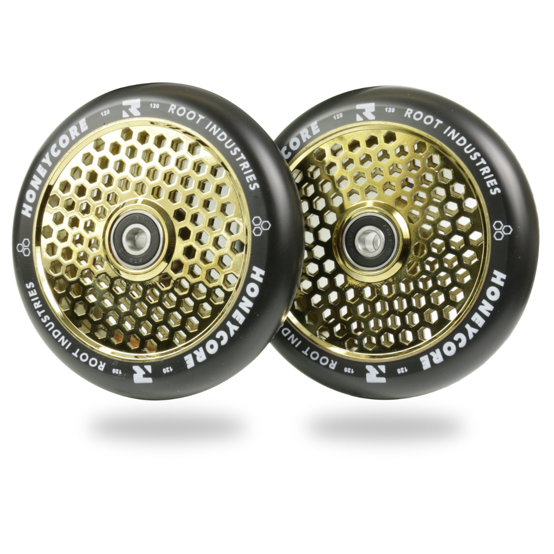 root-industries-honeycore-stunt-rollen-120mm-schwarz-gold image 1