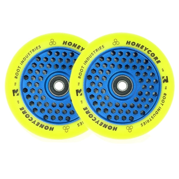 root-industries-honeycore-110mm-scooter-rollen-yellow-blue image 5