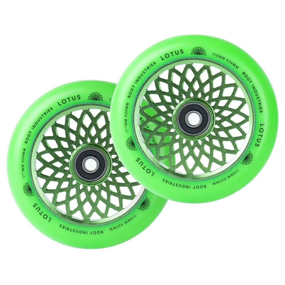 root-industries-lotus-110mm-stunt-scooter-rollen-green-green-88a image 1