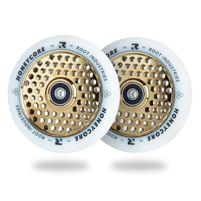 root-industries-honeycore-stunt-rollen-110mm-white-gold-rush image 1